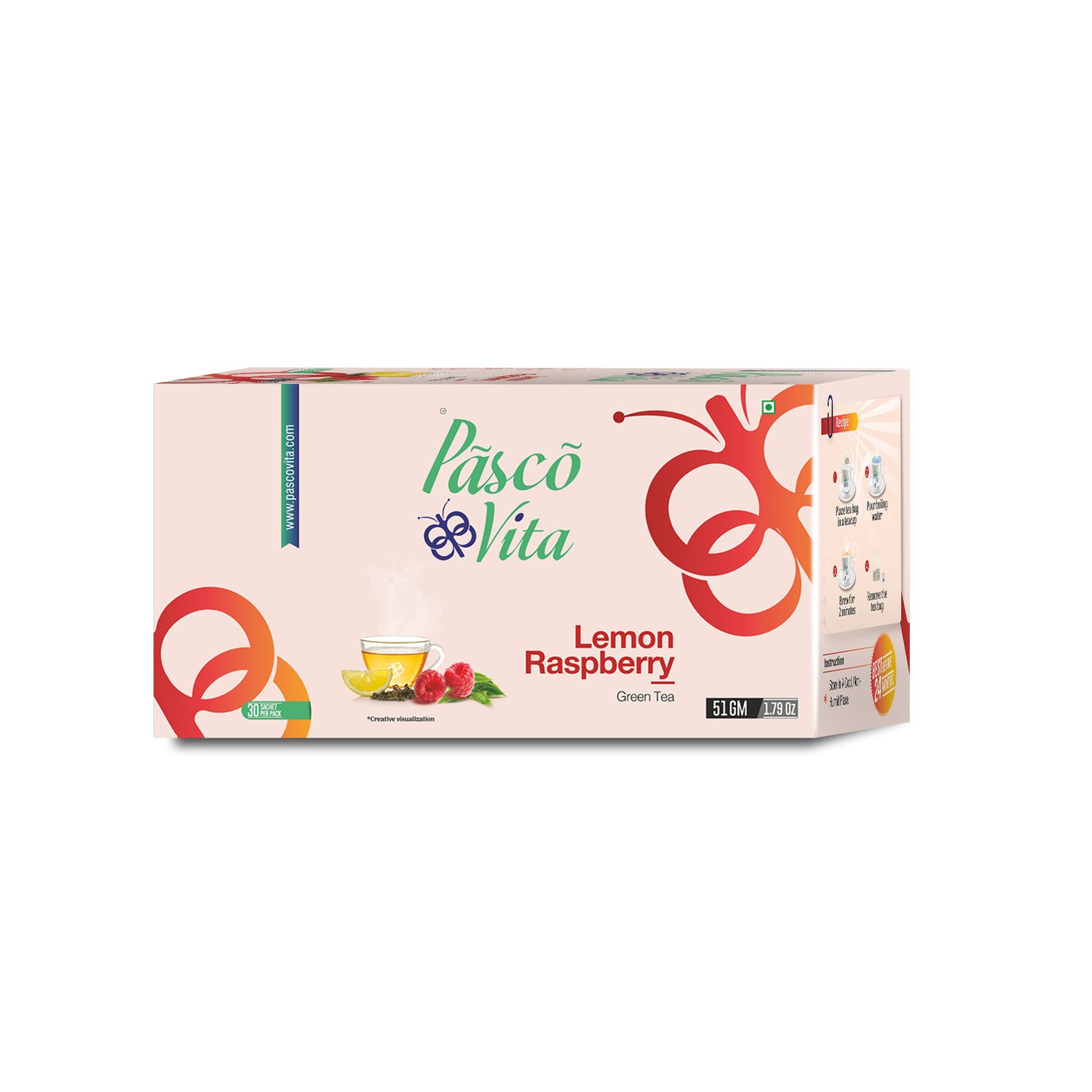 Lemon Raspberry Green Tea - 30 Sachet per pack